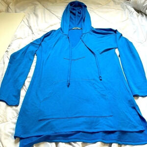Soft Surroundings blue tunic hoodie size XS front pocket